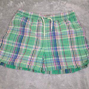 Polo Ralph Lauren Swim Trunks‎ Men's Large Green Plaid Mesh Board Short Vintage